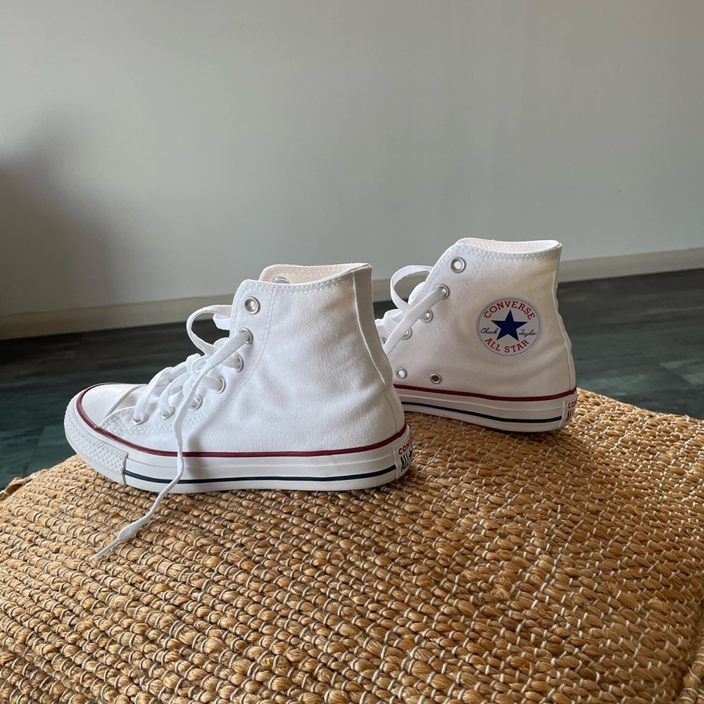 Converse White and Blue High-Top Sneakers